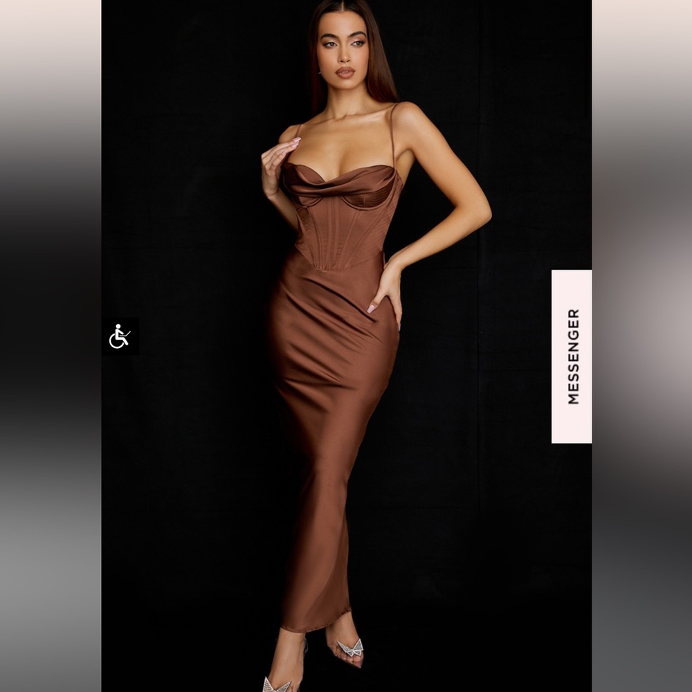 New with tag - House of CB Charmaine dress
Chocolate - size S